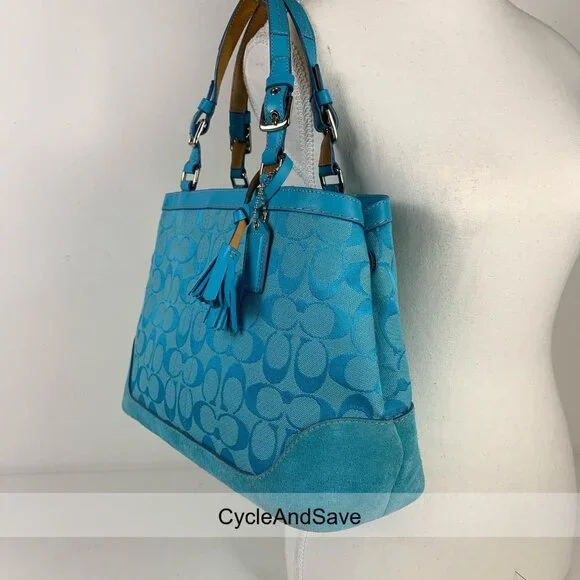Coach Aqua Signature Tote Bag - Stylish Leather
